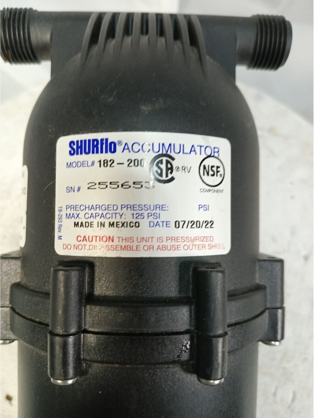 Shurflo 182-200 Accumulator Tank RV Marine Water Pump